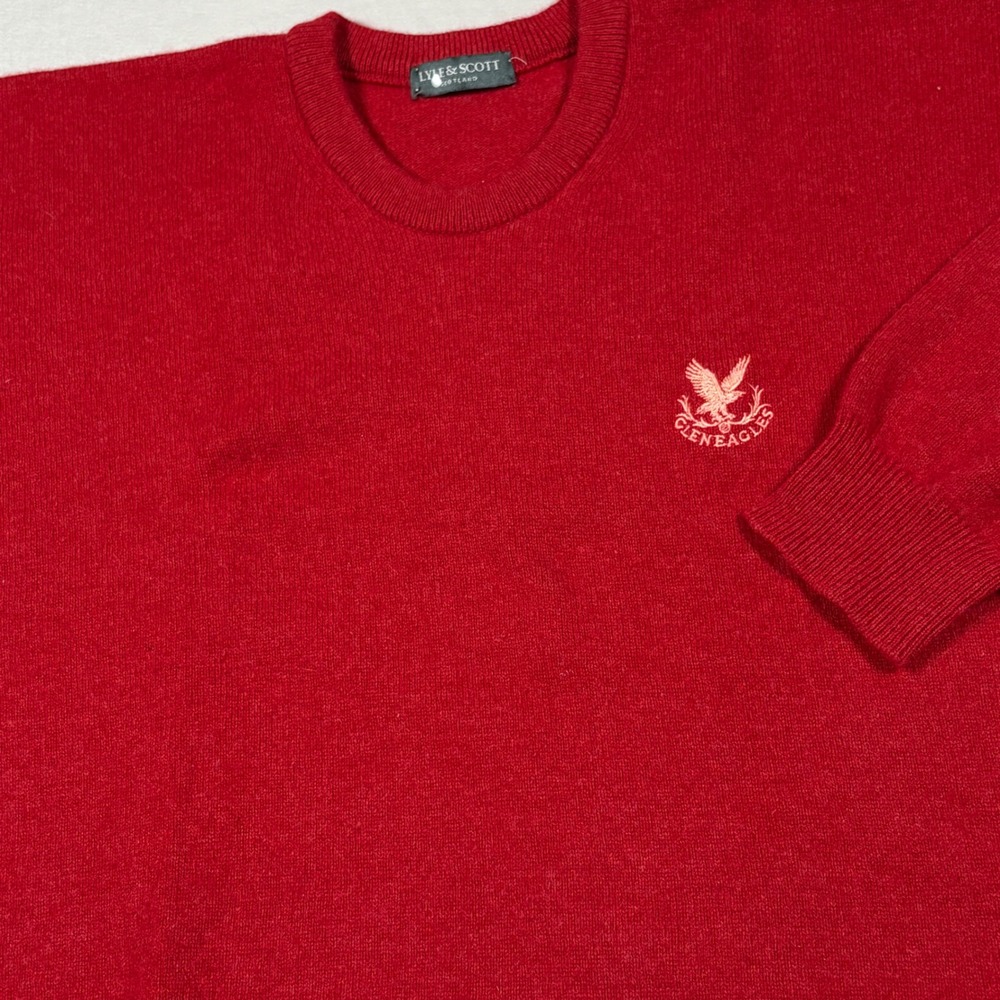 Vtg Lyle & Scott Scotland Gleneagles Sweater Mens L Red Angora Wool Blend Knit